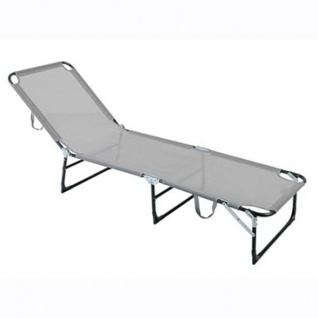 CAMA PLEGABLE EN ACERO GRIS Y TEXALINE GRIS