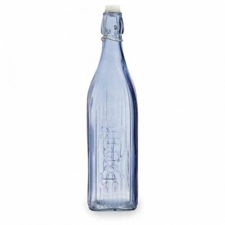BOTELLA VIDRIO GASEOSA CUADRAD 1L AZUL VIBA