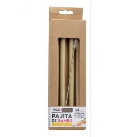 SET 4 PAJITAS REUTILIZABLES BAMBU KV7271