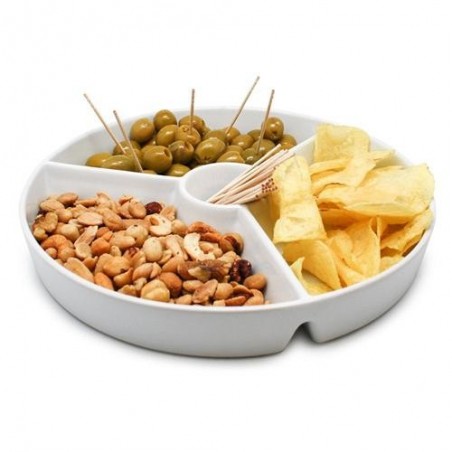 PLATO PORCELANA APERITIVOS 3 DIVISIONES FIH 333