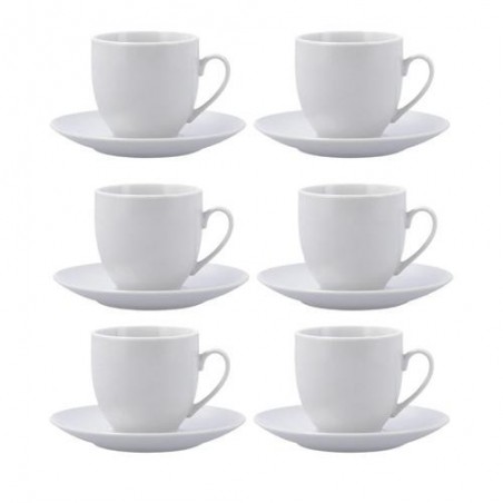 SET 6 TAZAS CON PLATO PORCELANA 20CL NEW RENOVA