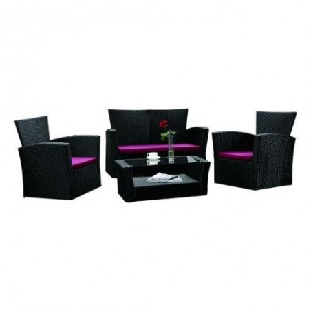 SET MALLORCA(1 SOFA 2 SILLAS 1 MESA CENTRO) NEGRO