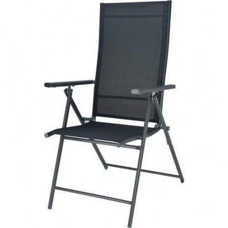 SILLA JARDIN PLEGABLE GRIS OSCURO RESPALDO ALTO