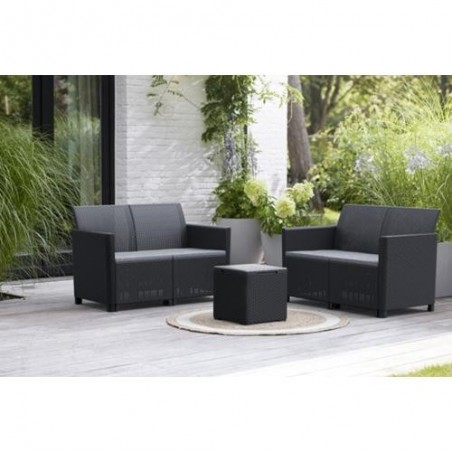 SET MARIE LOUNGE NEGRO SILLON, SOFA + MESA 259829