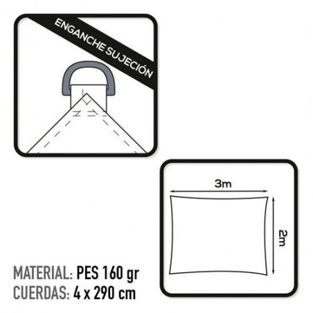 TOLDO SOMBREO RECTANGULAR POLIESTER 200X300M CREMA
