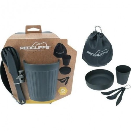 VAJILLA PARA CAMPING 6 PIEZAS COLOR GRIS