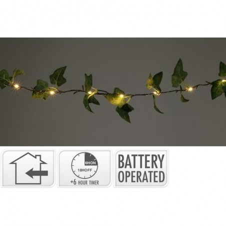GUIRNALDA ENREDADERA LED HOJAS VERDE 290CM