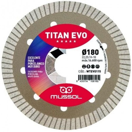 DISCO DIAMANTE TITAN EVO 180MM EJE 22,23MM WTEVO18
