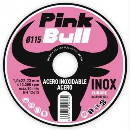 DISCO CORTE EXTRAF. INOX. PINK BULL 115 MM. PB1151