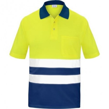 POLO ALTA VISIBILIDAD BICOLOR MANGA CORTA AZUL XL