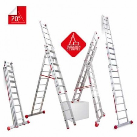 ESCALERA MULTIUSO DE TRES TRAMOS CON 10 PELDAÑOS