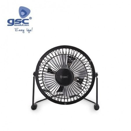 MINI VENTILADOR SOBREMESA 9,5CM 2,5W 5V DC NEGRO