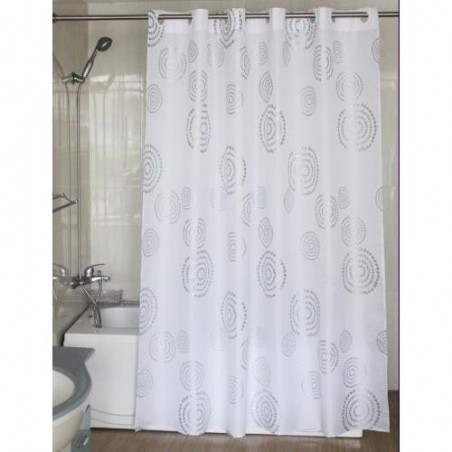 CORTINA BAÑO ESPIRAL POLIES.180X200 PLATA ANILLA