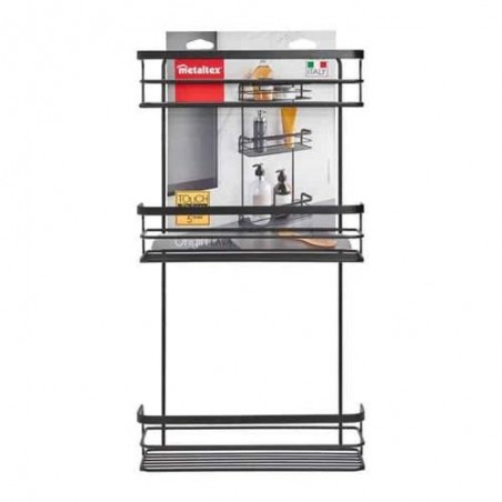 ESTANTE BAÑO 3 NIVELES ORIGIN LAVA NEGRO 26x10x48
