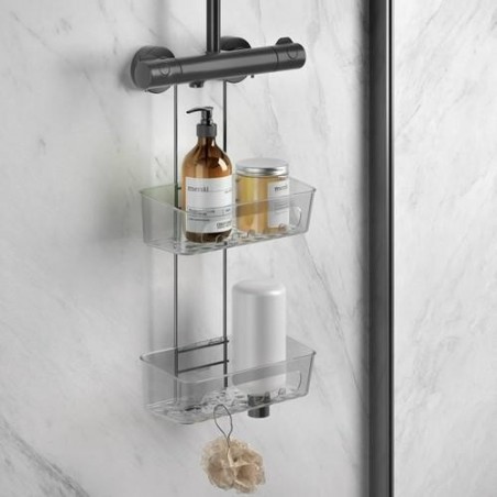 ESTANTE DOBLE CESTA DUCHA ORIGIN LAVA NGR 26X16X55