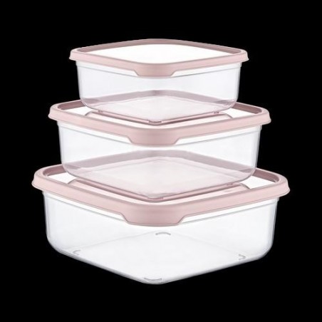 SET 3 TUPPER CUADRADO ROSA (400-800-1400ML)  04129