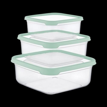SET 3 TUPPER CUADRADO VERDE (400-800-1400ML) 04130