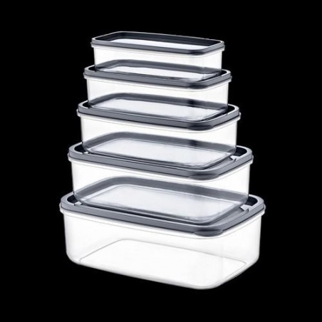 SET 5 TUPPER RECTANG GRIS 330-530-850-1300-2100ML