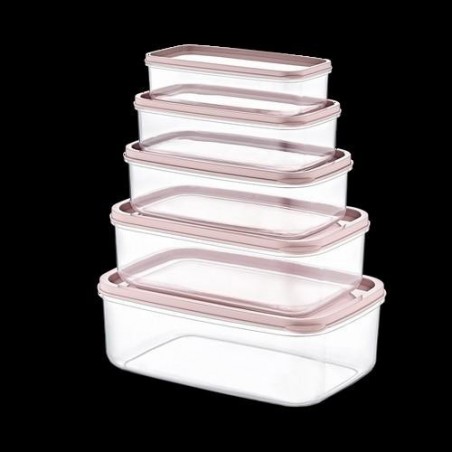SET 5 TUPPER RECTANG ROSA 330-530-850-1300-2100ML