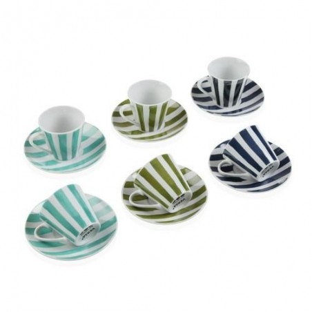 SET 6 TAZAS CAFE C/PLATO RAYAS NATUR 90ML 20091350