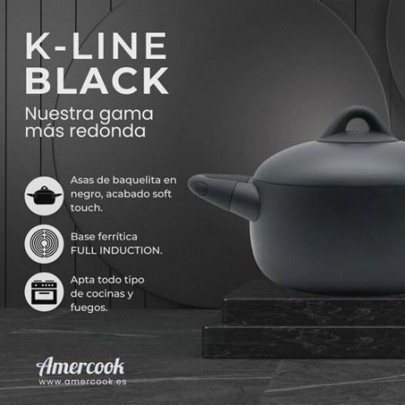 CACEROLA C/TAPA 28CM 7L K-LINE BLACK KLI0528