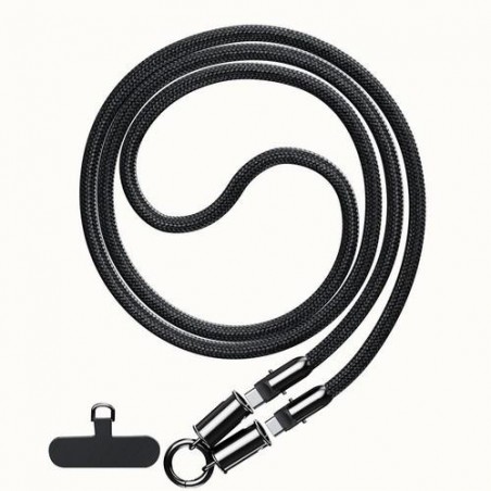 CORDON CABLE TIPO C. AC 60W 1.2M NEGRO TRENZADO