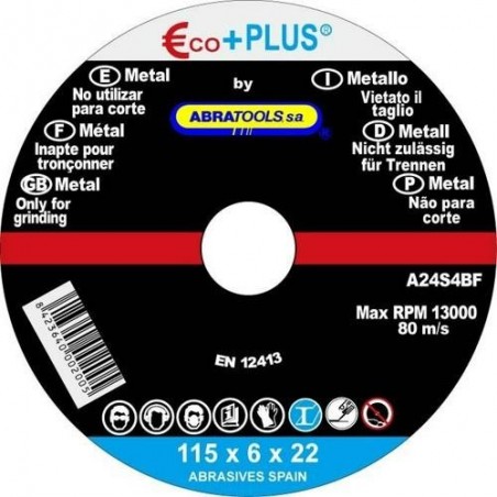 DISCO DESBASTE ACERO 115X6X22.23MM A24S