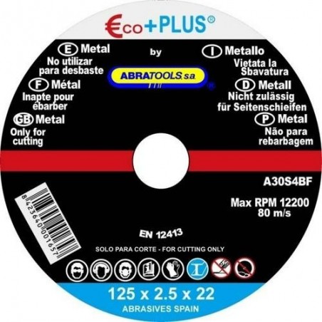 DISCO CORTE ACERO 125X2.5X22.23MM A30S