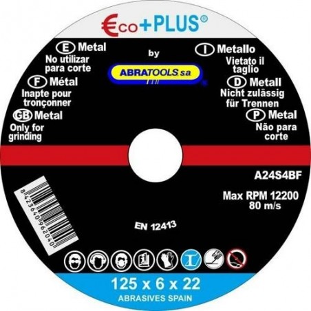 DISCO DESBASTE ACERO 125X6X22.23MM A24S
