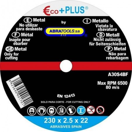 DISCO CORTE ACERO 230X2.5X22.23MM A30S
