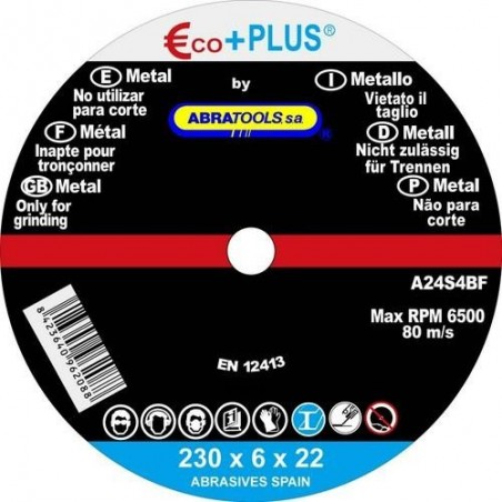 DISCO DESBASTE ACERO 230X6X22.23MM A24S