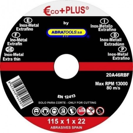 DISCO CORTE INOX 115X1X22.23MM A46RBF