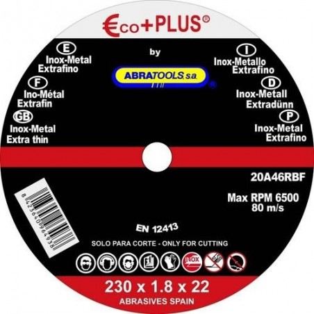 DISCO CORTE ACERO INOX 230X1,8X22MM A46RBF