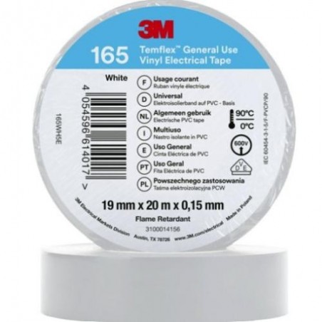 CINTA ELÉCTRICA PVC TEMFLEX 165 NEGRO 19MMX20M