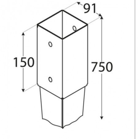 ANCLAJE PUNTA PARA POSTES 9X9 CM. 91X750X150 MM.