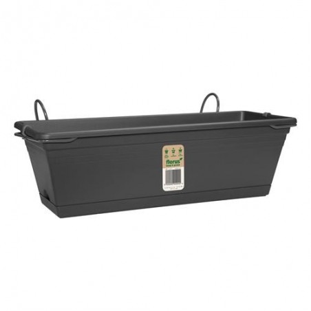 SET MACETA BALCON MEDITERRAN ANTRACITA 40CM.